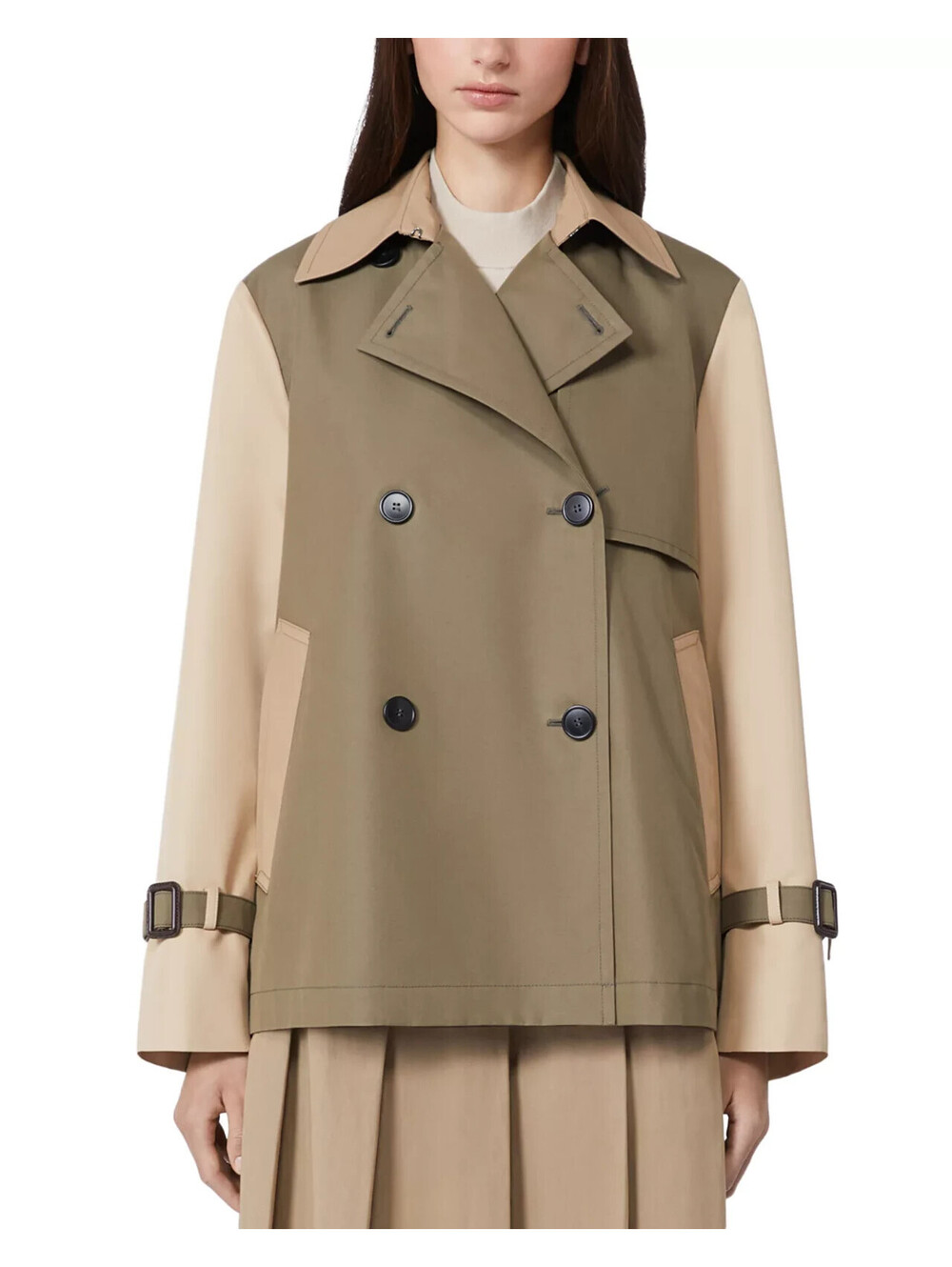 NEW, Weekend Max Mara Biglia Colorblock Cotton Blend Trench Coat SZ 2 #SJ2584